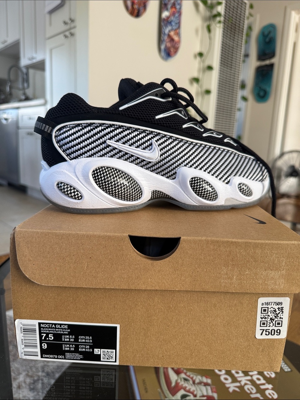 Nike Kids Black and White Nocta Glide Sneakers